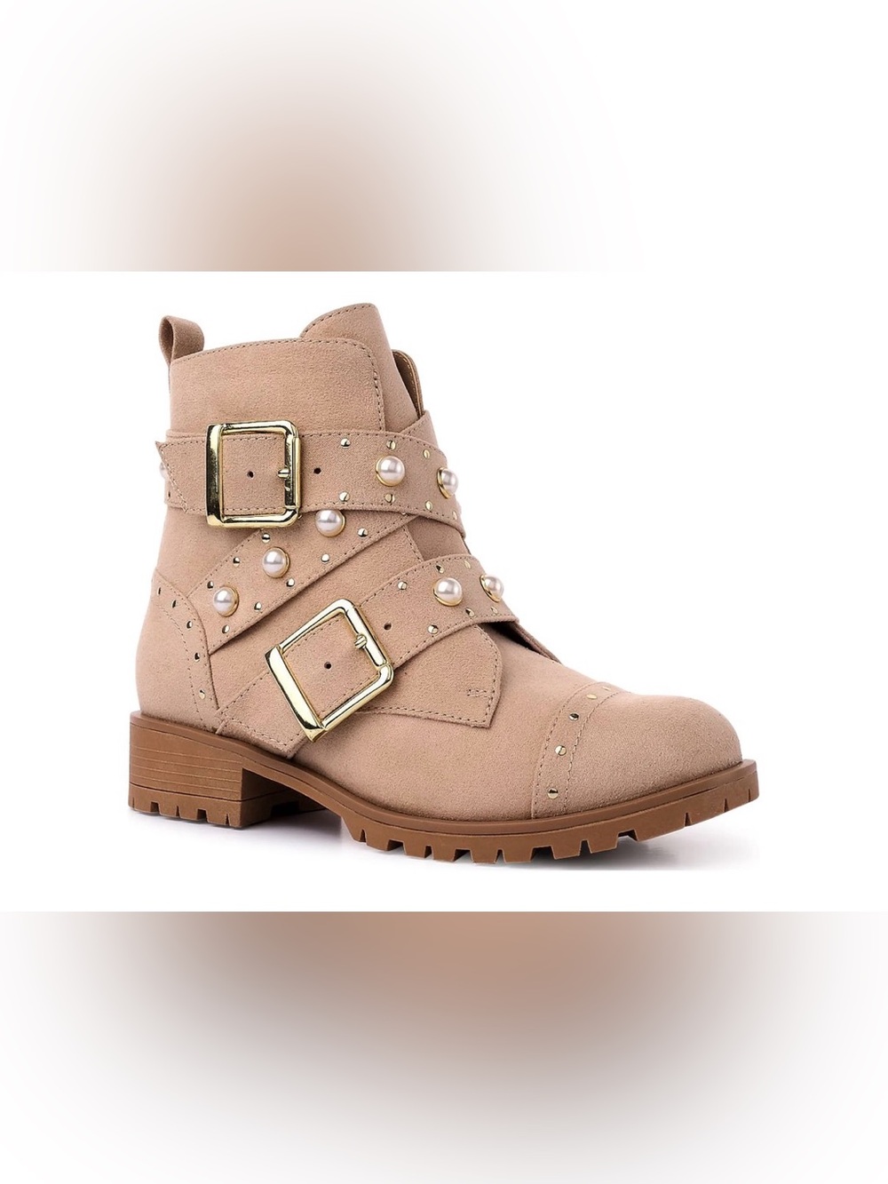 Wonder Nation Natural Girls Studded High Ankle Boots, Size 2 & 4 (NWT)